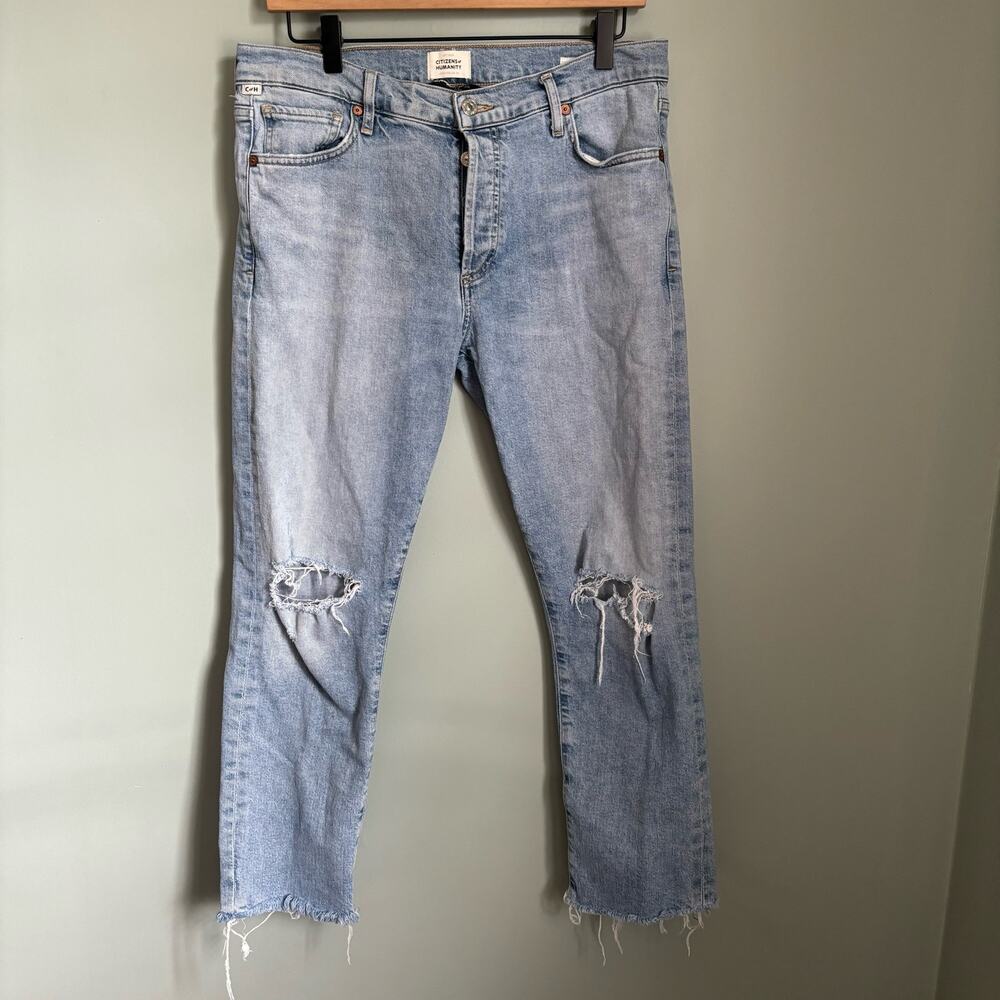 Citizens of Humanity Light Wash Distressed Raw Hem Emerson Mid Rise Jeans
